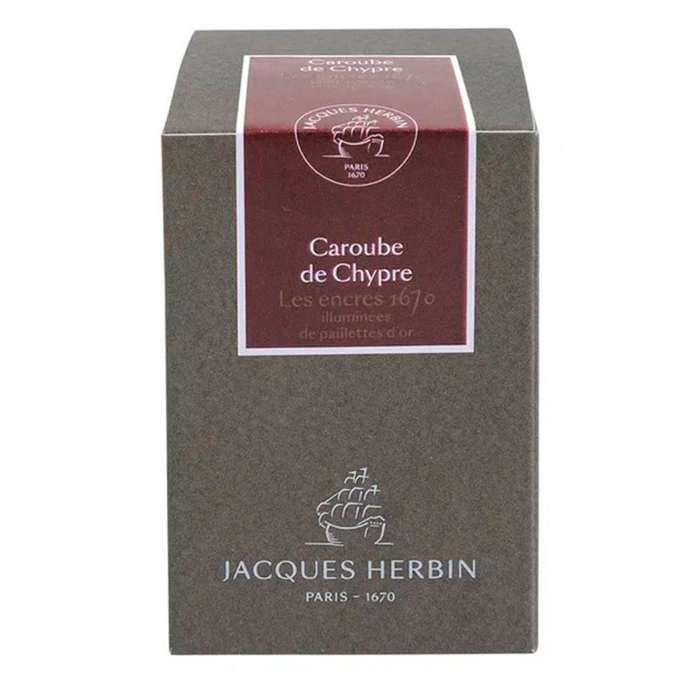Чернила во флаконе Herbin Prestige 1670 50 мл Caroube de Chypre коричневые с золотыми блестками (15045JT) 2