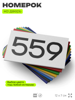 Номер на дверь 559, табличка на дверь для офиса, квартиры, кабинета, аудитории, склада, белая 120х70 мм, Айдентика Технолоджи