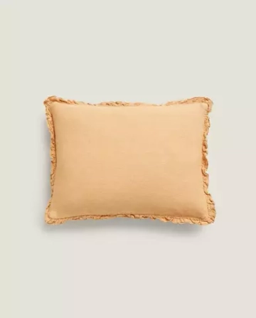 ZARA HOME ЛЬНЯНОЙ ЧЕХОЛ ДЛЯ ДЕКОРАТИВНОЙ ПОДУШКИ, ОХРА
