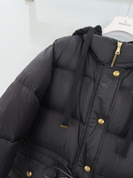 Женский пуховик Moncler с кулиской на талии — чёрный — фото 3