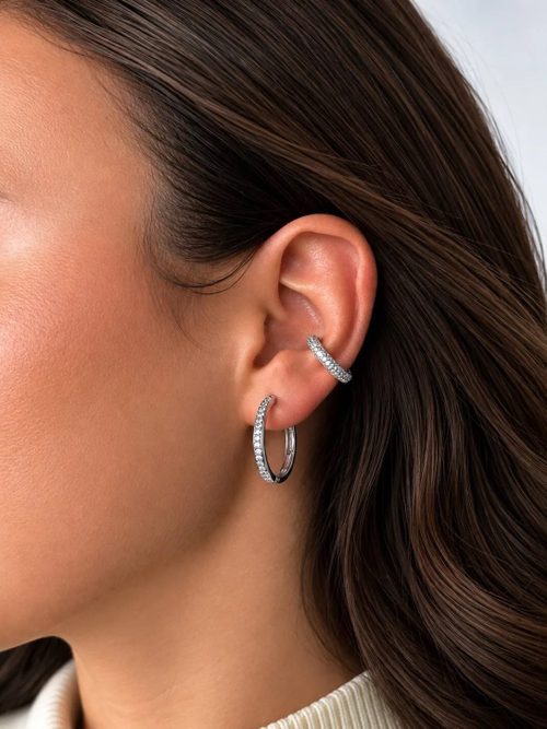 Серьги - конго с фианитами(2,5см)