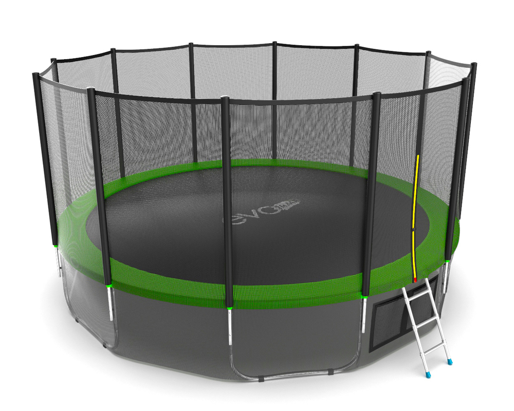 EVO JUMP External 16ft (Green) + Lower net. Батут с внешней сеткой и лестницей, диаметр 16ft (зеленый) + нижняя сеть