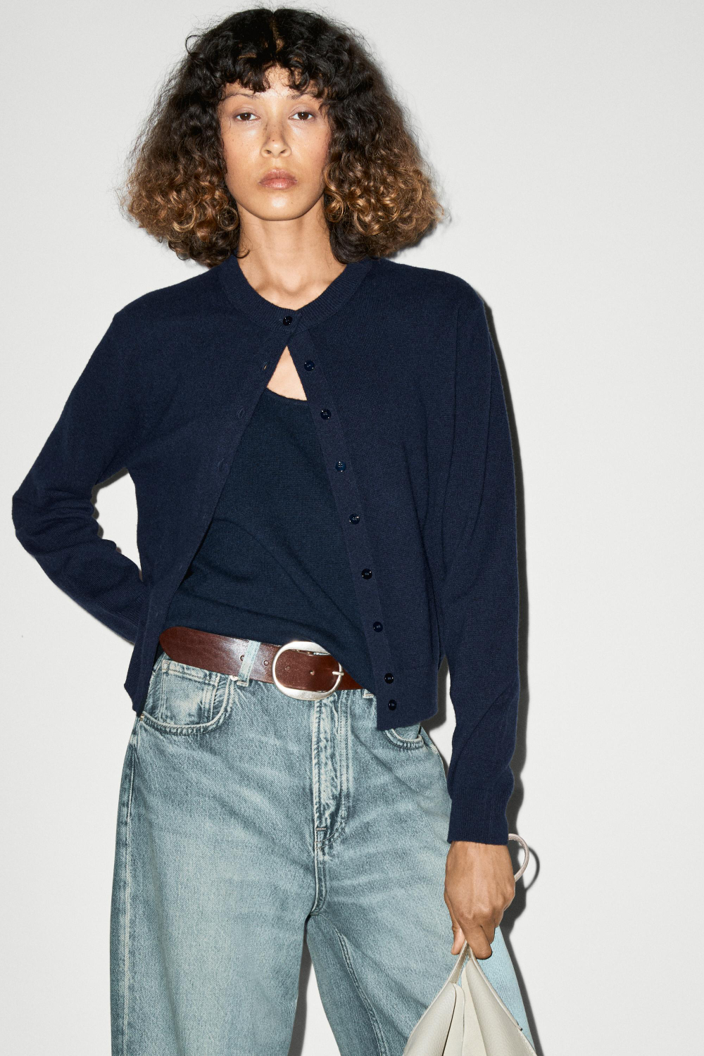 Massimo Dutti Кардиган с пуговицами, темно-синий