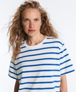 Oysho Boxy футболка с короткими рукавами из смесового хлопка, синий электрик