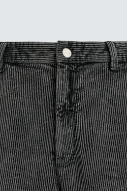 ZARA ВЕЛЬВЕТОВЫЕ БРЮКИ CARROT FIT, ТЕМНО-СЕРЫЙ