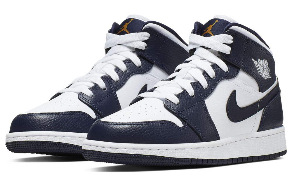 Jordan 1 Mid White Metallic Gold Obsidian GS