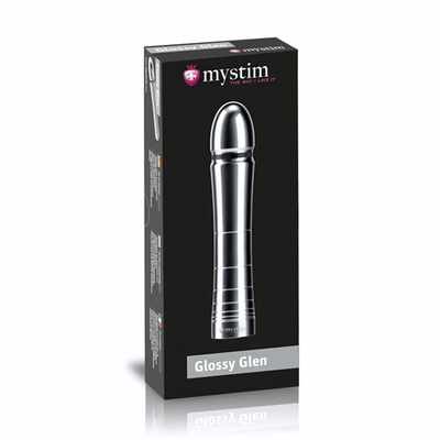 Фаллоимитатор для электростимуляции Glossy Glen Dildo - 14 см. (Цвет: серебристый)