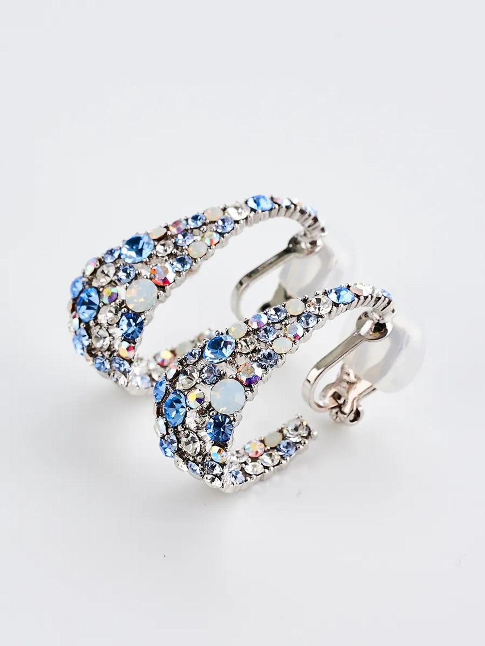 Клипсы Россыпь из голубых камней Swarovski