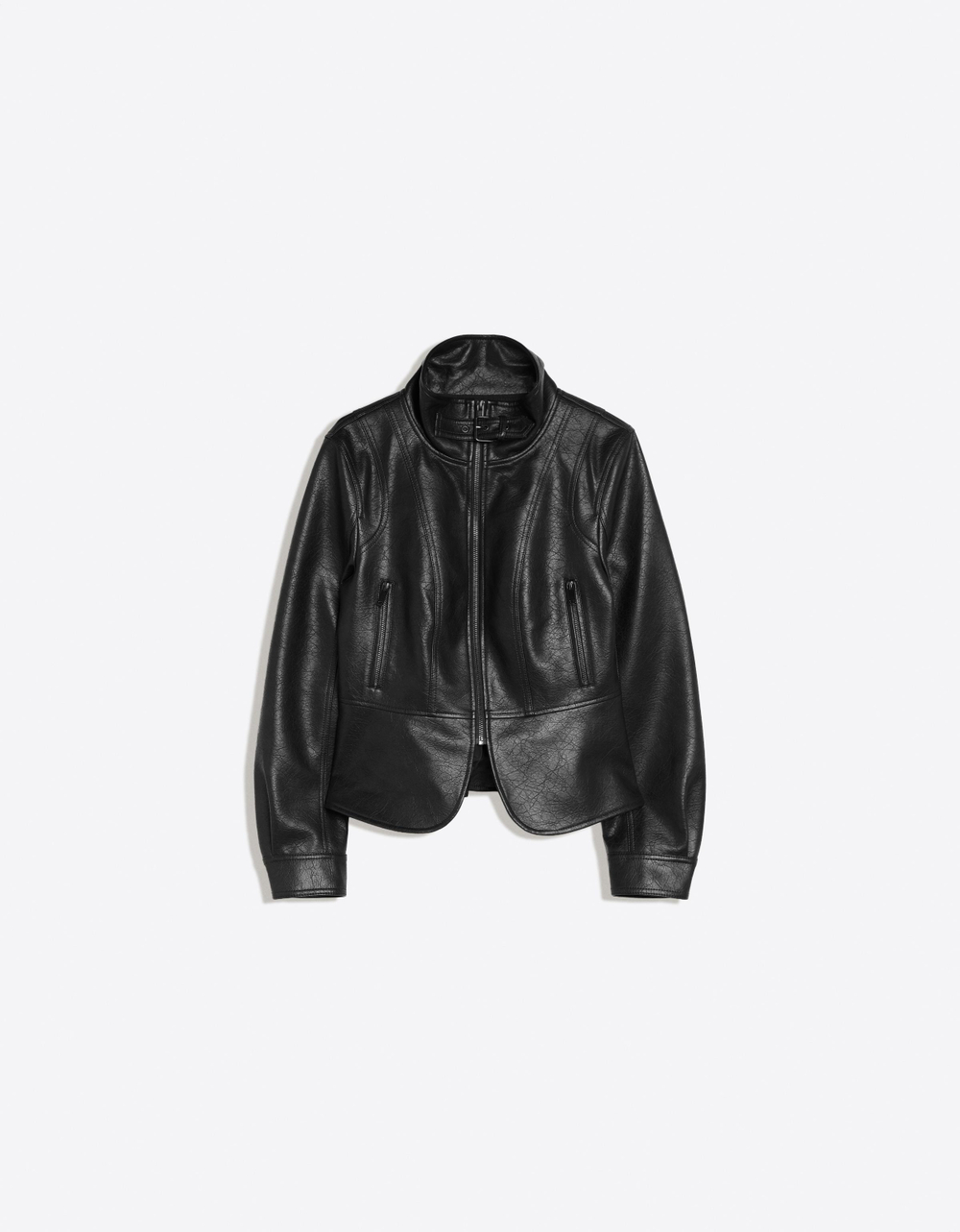 Женская куртка из искусственной кожи с баской - BERSHKA