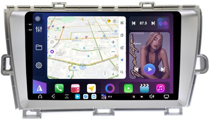 Магнитола для Toyota Prius 30 2009-2015 (правый руль) - FarCar S500-TS20 монитор 9.5" 2K QLED на Android 14, Быстрейшая, CarPlay, 4G SIM-слот