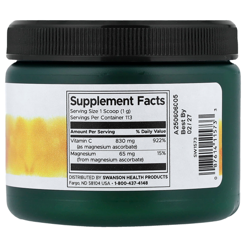 Swanson Vitamins, порошок буферизированного витамина С, с нейтральным вкусом 113 г (4 унции)