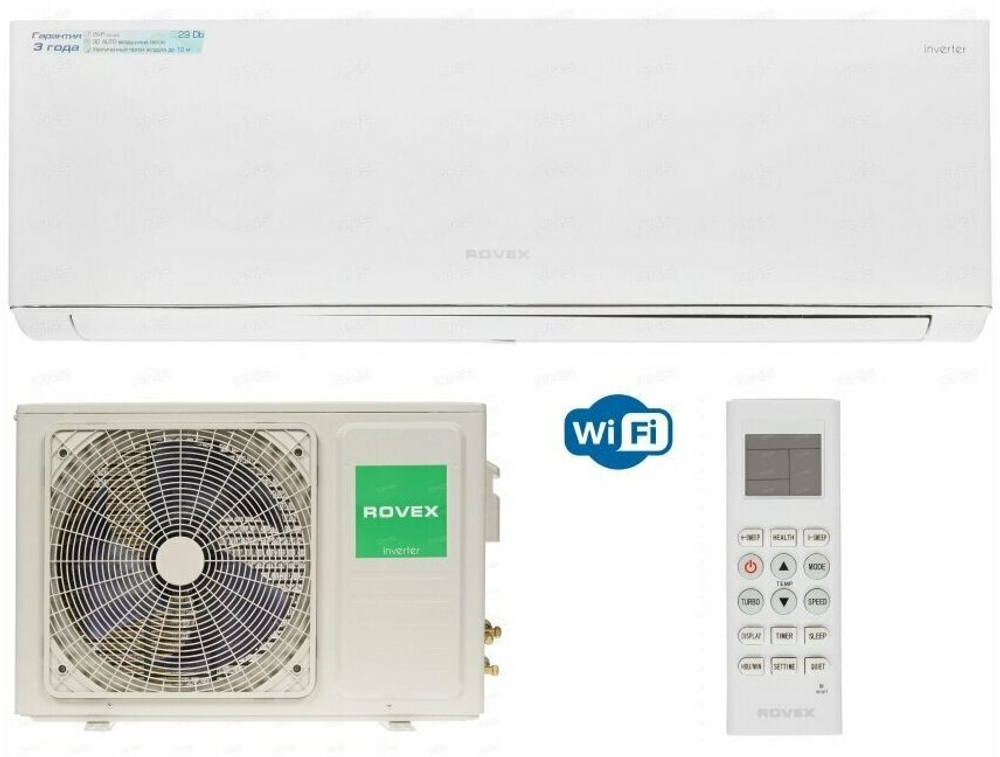 Сплит система Rovex RS-09CBS4 инвертор Кондиционер Rovex MEGAPOLIS INVERTOR WI-FI Супер тихий ( (30 кв. м)