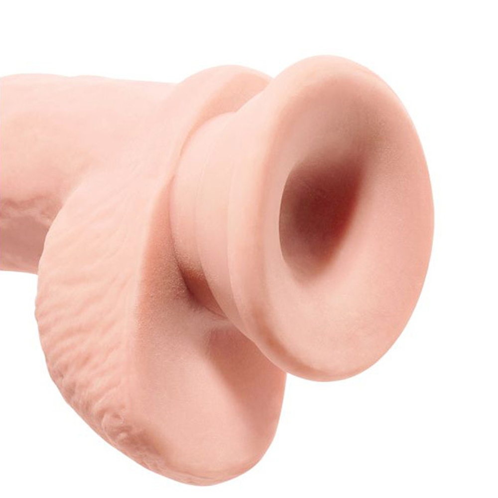 Телесный фаллоимитатор-реалистик 26,7см на присоске с мошонкой PipeDream King Cock Plus 10 Triple Density Cock with Balls Flesh 5721-21