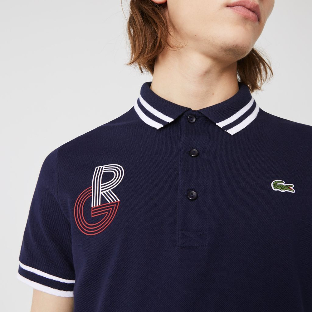 Мужское теннисное поло Lacoste Men's SPORT Roland Garros Edition Piqué Polo Shirt - небесный