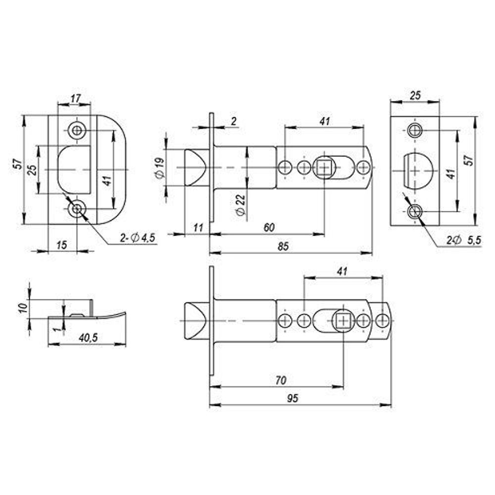 Ручка защелка AJAX 6010 PB-P (без фик.) золото /39517/