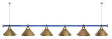 Лампа STARTBILLIARDS 6 пл. (плафоны голубые,штанга золотая,фурнитура золото)