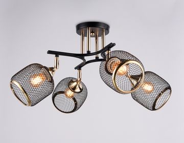 Светильник потолочный 4*Е27 TR80177/4 BK/FGD чёрный/золото Traditional Loft Ambrella