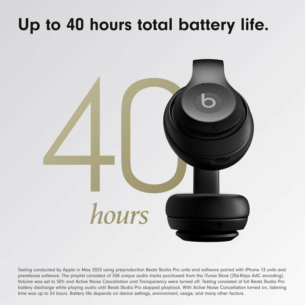 Beats Studio Pro Wireless- Беспроводные наушники Bluetooth с функцией шумоподавления - До 40 - Черный
