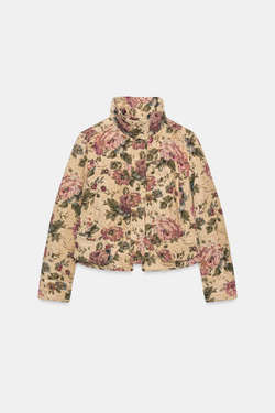 ZARA КУРТКА С ЦВЕТОЧНЫМ ПРИНТОМ — ZW COLLECTION, ЭКРЮ/БЕЖЕВЫЙ