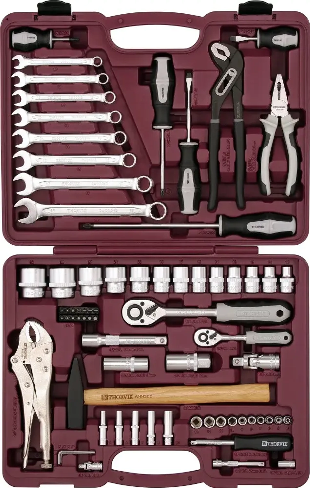 Thorvik UTS0072 Набор инструмента универсальный 1/4", 1/2"DR, 72 предмета