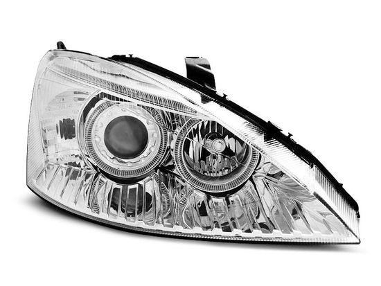 Передние фары Ford Focus 1 angel eyes chrome