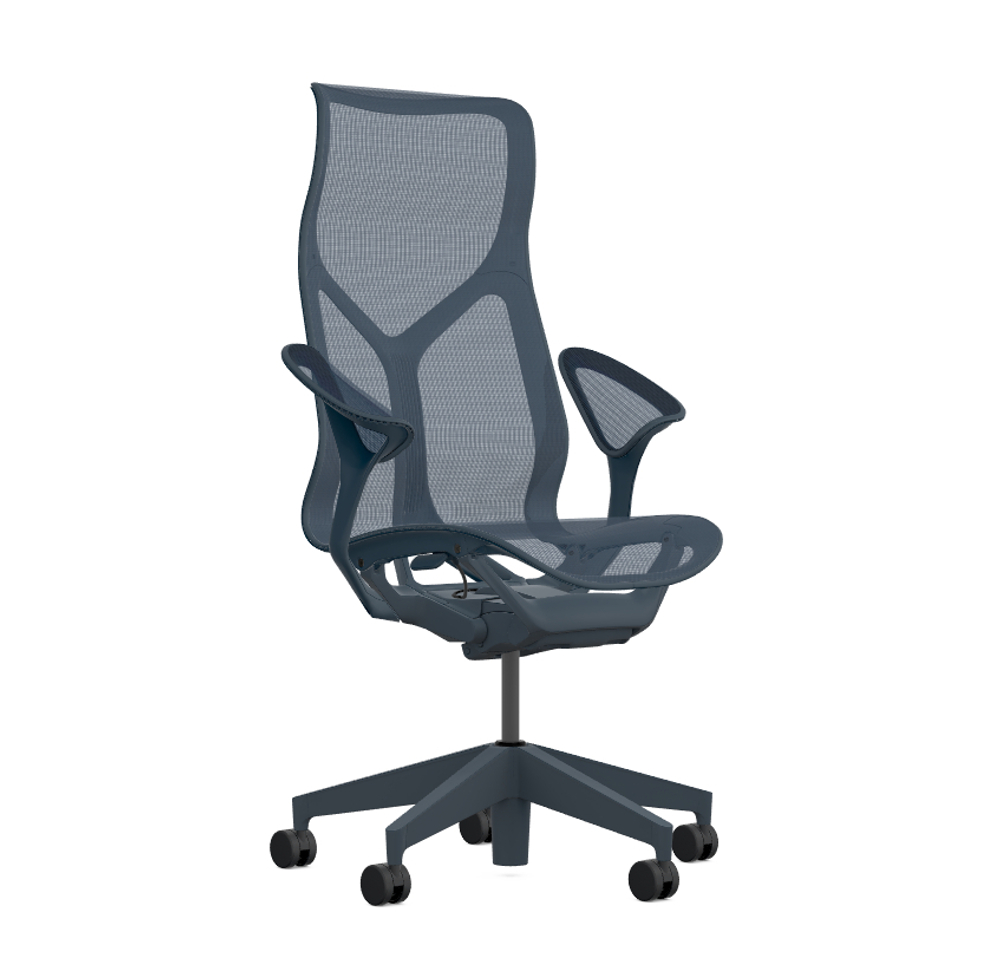 Кресло Herman Miller Cosm, высокая спинка, цвет Nightfall, подлокотники «лепестки» (Leaf)