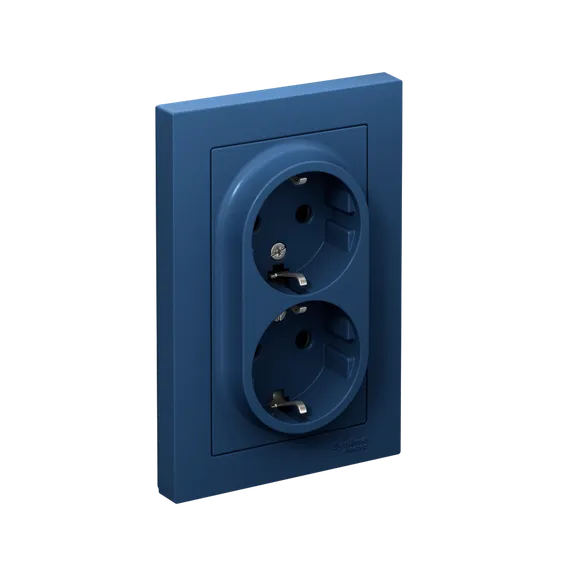 Розетка с заземлением и защитными шторками Systeme Electric AtlasDesign Аквамарин ATN001126