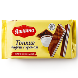 Вафли тонкие с клубничным кремом Яшкино 144 гр