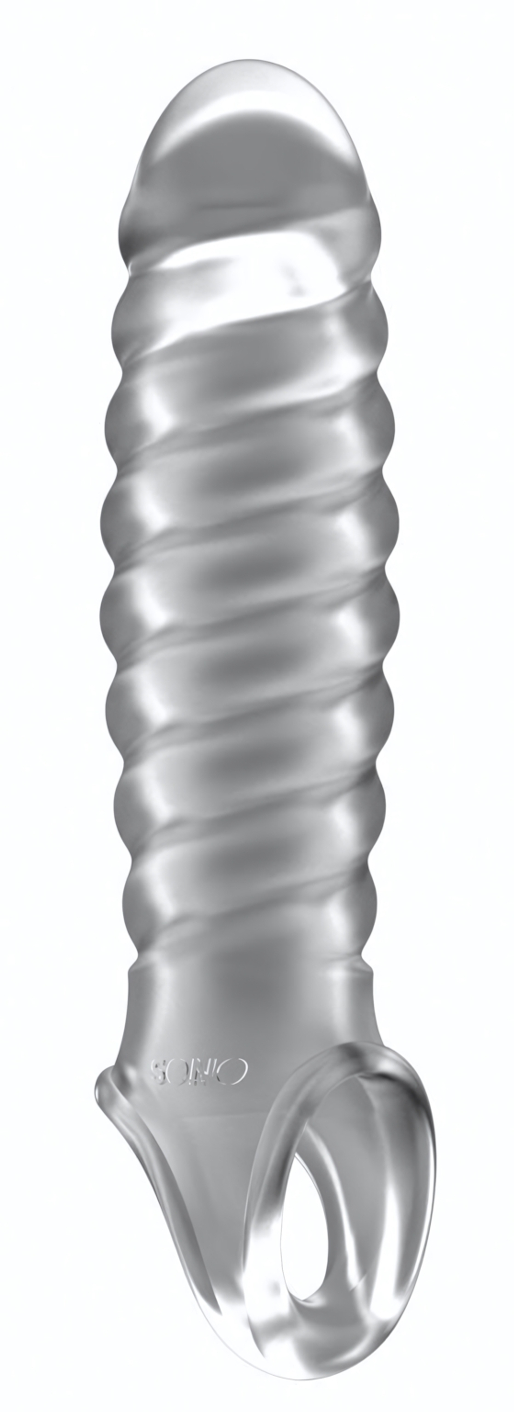 Прозрачная ребристая насадка Stretchy Penis Extension No.32 (Цвет: прозрачный)