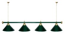 Лампа STARTBILLIARDS 4 пл. (плафоны синие,штанга золотая,фурнитура золото)