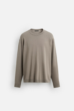 ZARA СВИТЕР ИЗ ВИСКОЗЫ С РЕЛЬЕФНЫМ УЗОРОМ, СЕРО-КОРИЧНЕВЫЙ