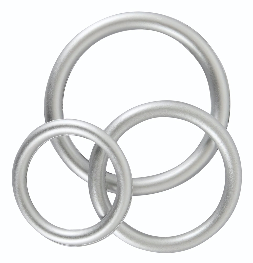 Набор из 3 эрекционных колец под металл Metallic Silicone Cock Ring Set (Цвет: серебристый)