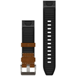 Кожаный ремешок Garmin QuickFit 22 мм Leather / FKM Hybrid Brown / Black