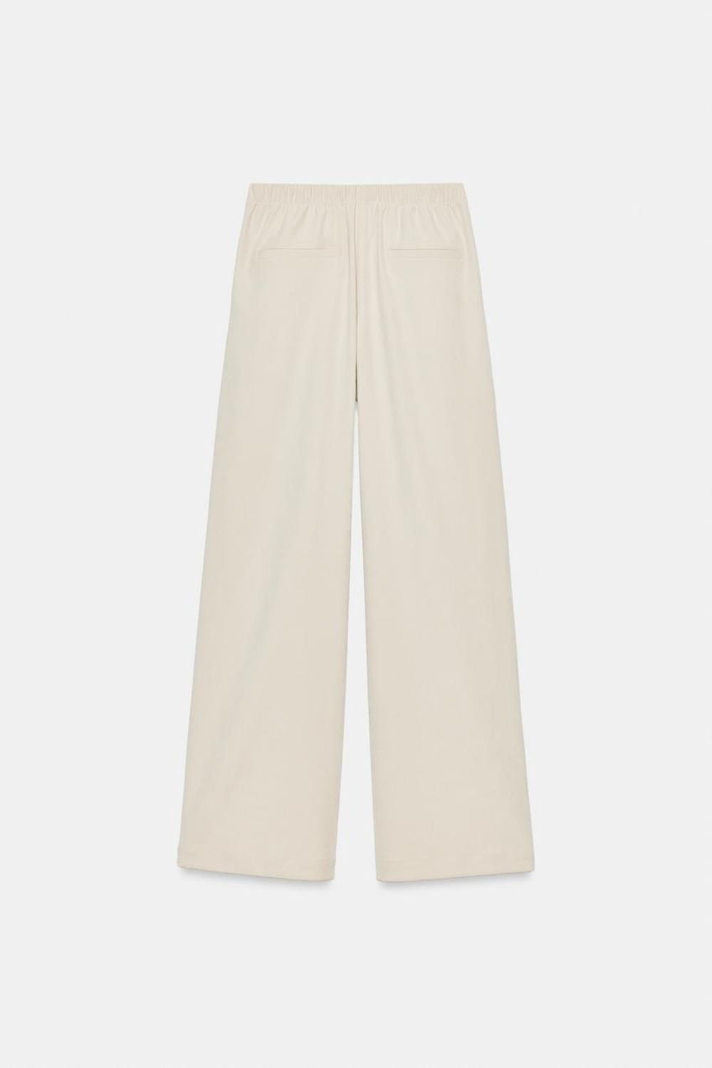 ZARA ШИРОКИЕ БРЮКИ С ЭЛАСТИЧНЫМ ПОЯСОМ, ЭКРЮ