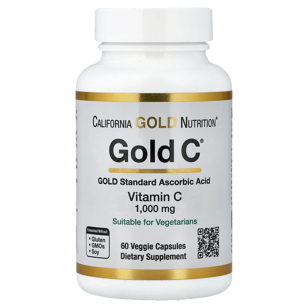 California Gold Nutrition, Gold C®, витамин C класса USP, 1000 мг, 60 растительных капсул