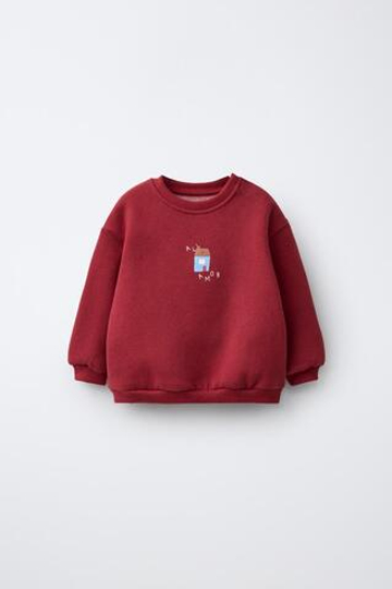ZARA ТОЛСТОВКА С ПРИНТОМ «ЛЮБОВЬ», КРАСНЫЙ