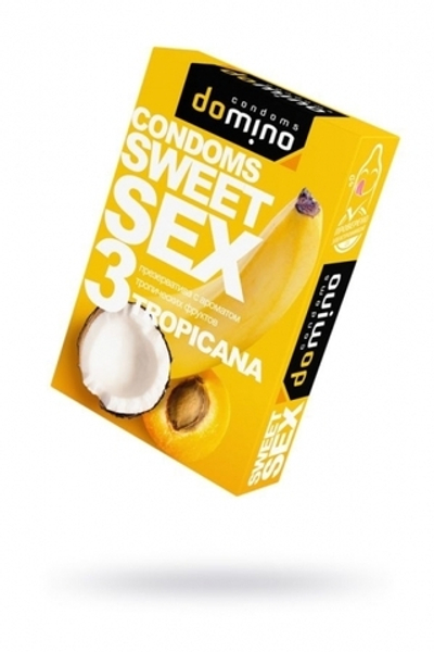 Презервативы Domino, sweet sex, латекс, тропические фрукты, 18 см, 5,2 см, 3 шт. (Цвет: прозрачный)