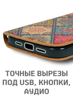 Дизайнерский чехол-книжка для IPHONE 15 PRO с отделом для наличных, 3 слотами для карт и подставкой