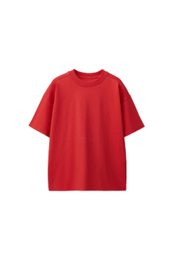 ZARA БАЗОВАЯ ОДНОТОННАЯ ФУТБОЛКА, ЯРКО-КРАСНЫЙ