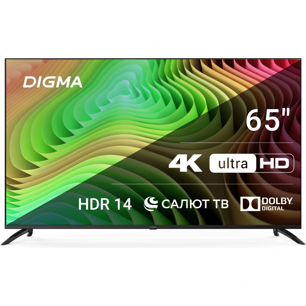Телевизор LED Digma 65" DM-LED65UBB40 Салют ТВ Frameless Metal черный/черный 4K Ultra HD 60Hz DVB-T DVB-T2 DVB-C DVB-S DVB-S2 USB WiFi Smart TV