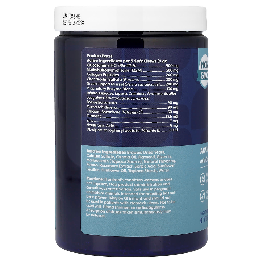 NaturVet, улучшенная формула для здоровья суставов, с коллагеном и куркумой, для собак, бекон и курица, 120 жевательных таблеток, 360 г (12,6 унции)