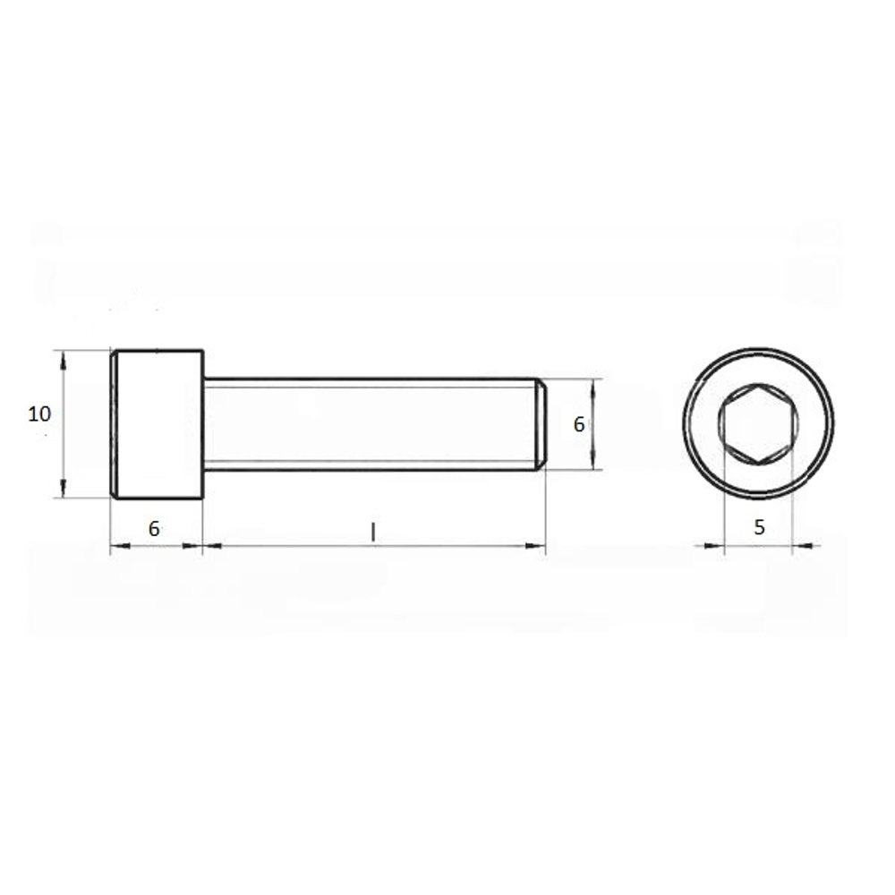Винт DIN 912 А2 M 6х100/100 в упак 50 шт с цилиндрической головкой, внутренний шестигранник, полная резьба