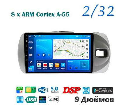 Topway TS18 2+32GB 8 ядер для Toyota Vitz 2014-2019 (прав)