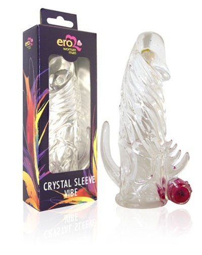 Насадка закрытая с вибростимуляцией клитора Crystal sleeve 13 см