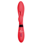 Красный вибратор 20,5см с клиторальным зайчиком Indeep Yonce Red