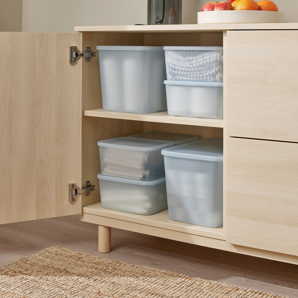IKEA RYKTA  (ИКЕА РИКТА)  -  Контейнер с крышкой - прозрачный серо-голубой 9x24x7 см/0.5 л