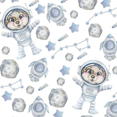 Акварельная собачка космонавт