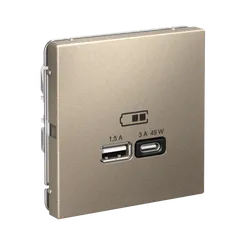 Розетка с USB A+C Systeme Electric ArtGallery Шампань GAL000529