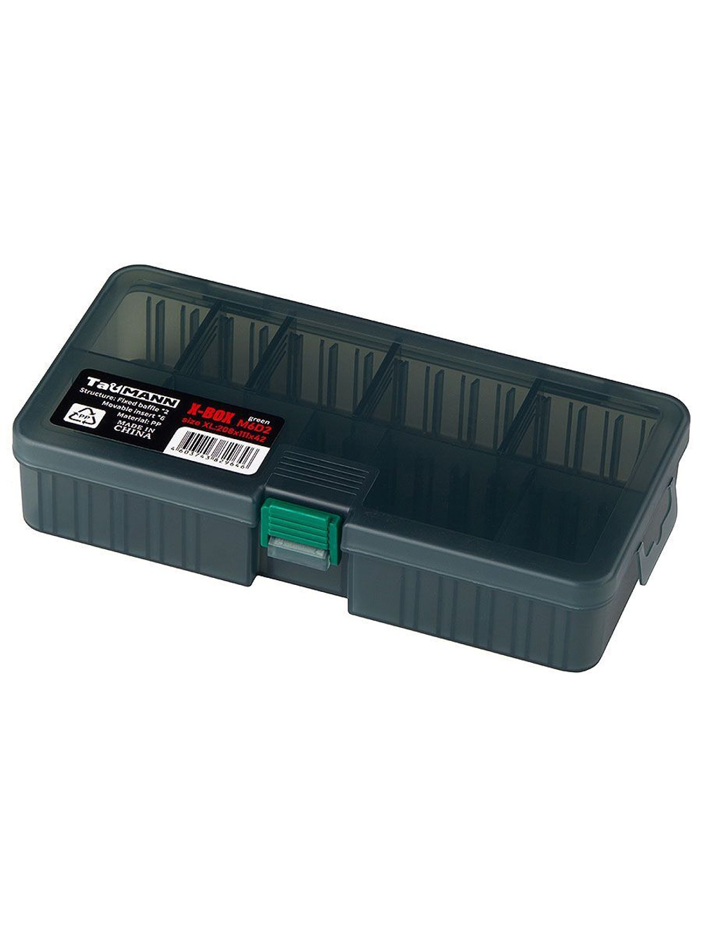 Органайзер рыболовный TauMANN X-Box M6D2 XL Green (208x111x42)
