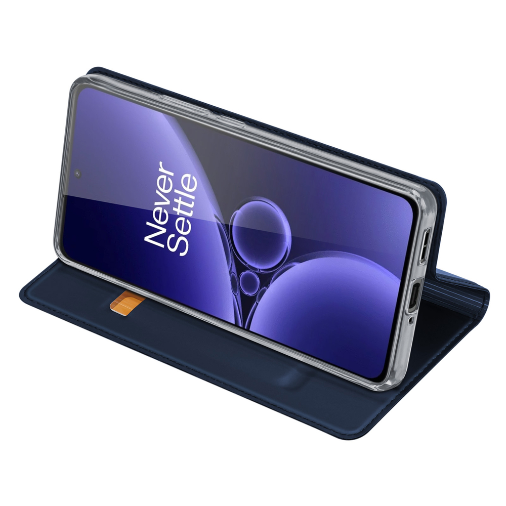 Чехол книжка из кожи синего цвета для OnePlus Nord CE3 и OPPO K11, серия Skin Pro Series от Dux Ducis